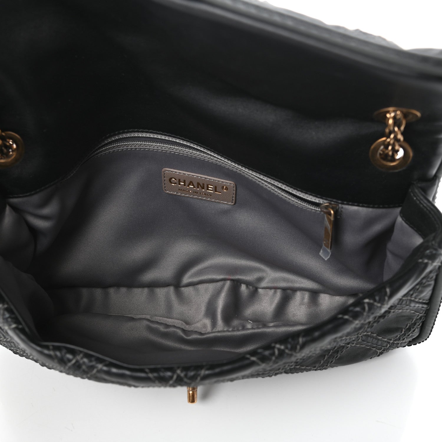Chanel Calfskin Stitch Triptych Flap Black 5 of 10
