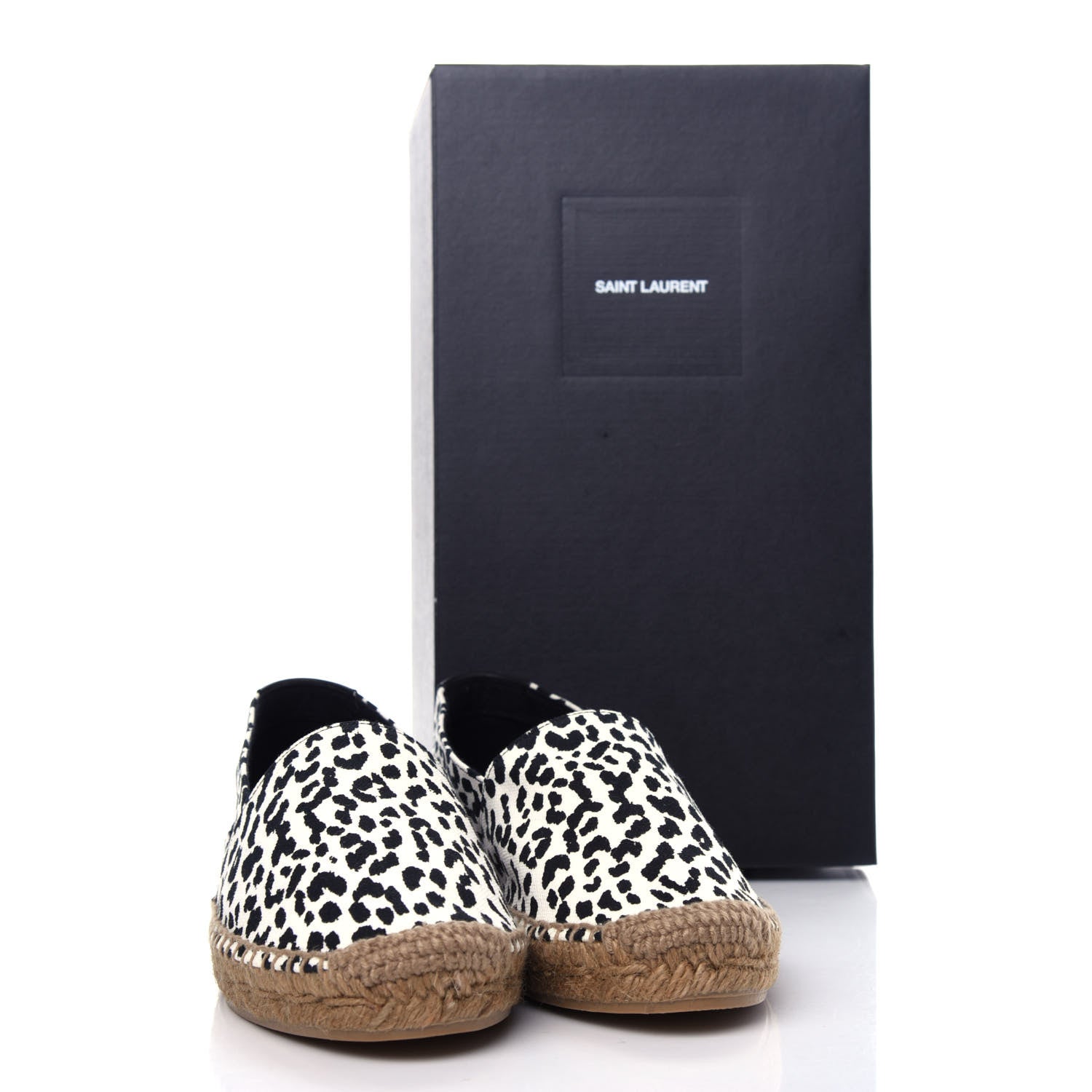 Saint Laurent Canvas Leopard Print Espadrilles 38 Latte Black 13 of 13