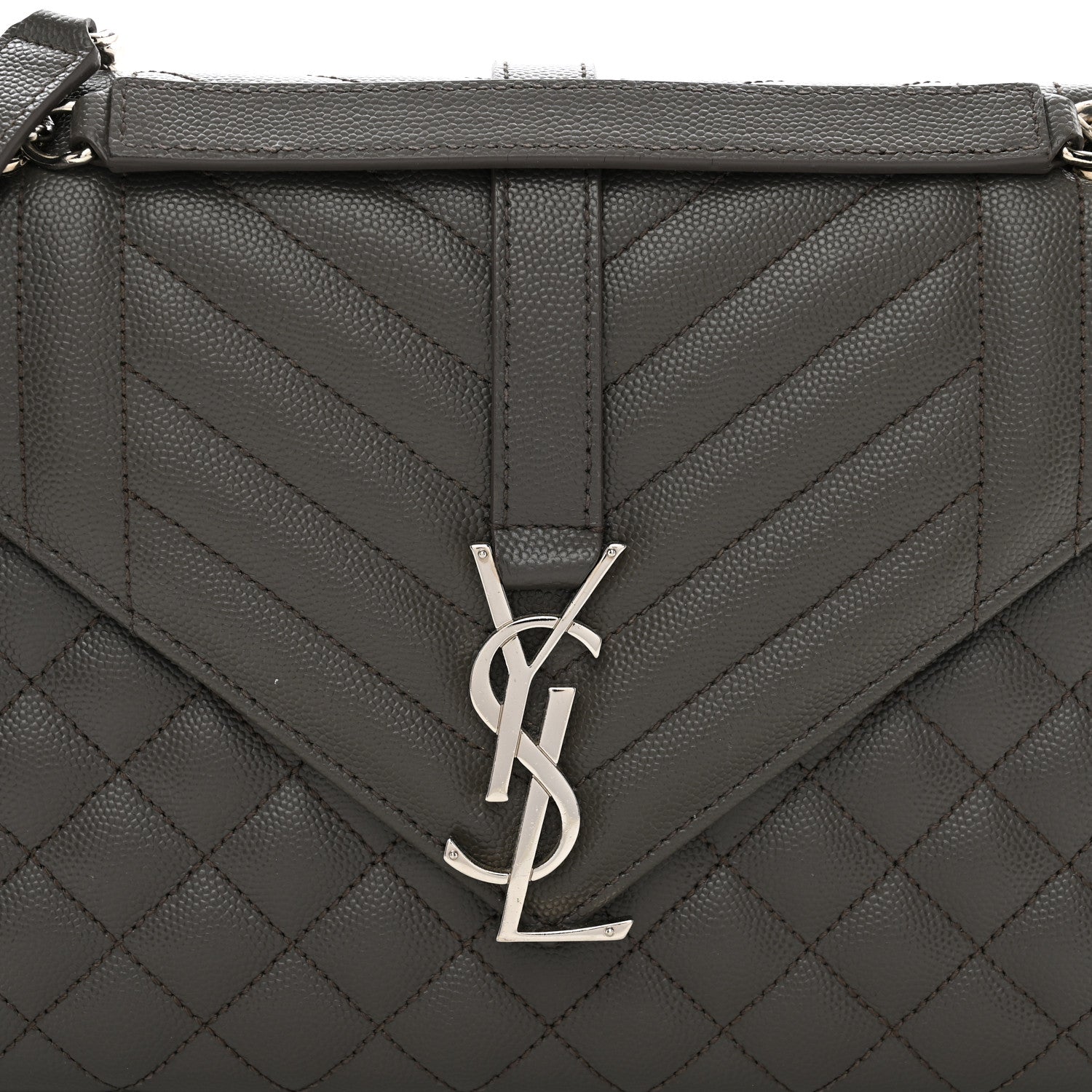 Saint Laurent Grain De Poudre Textured Mixed Matelasse Medium Triquilt Monogram Satchel Earth 5 of 12