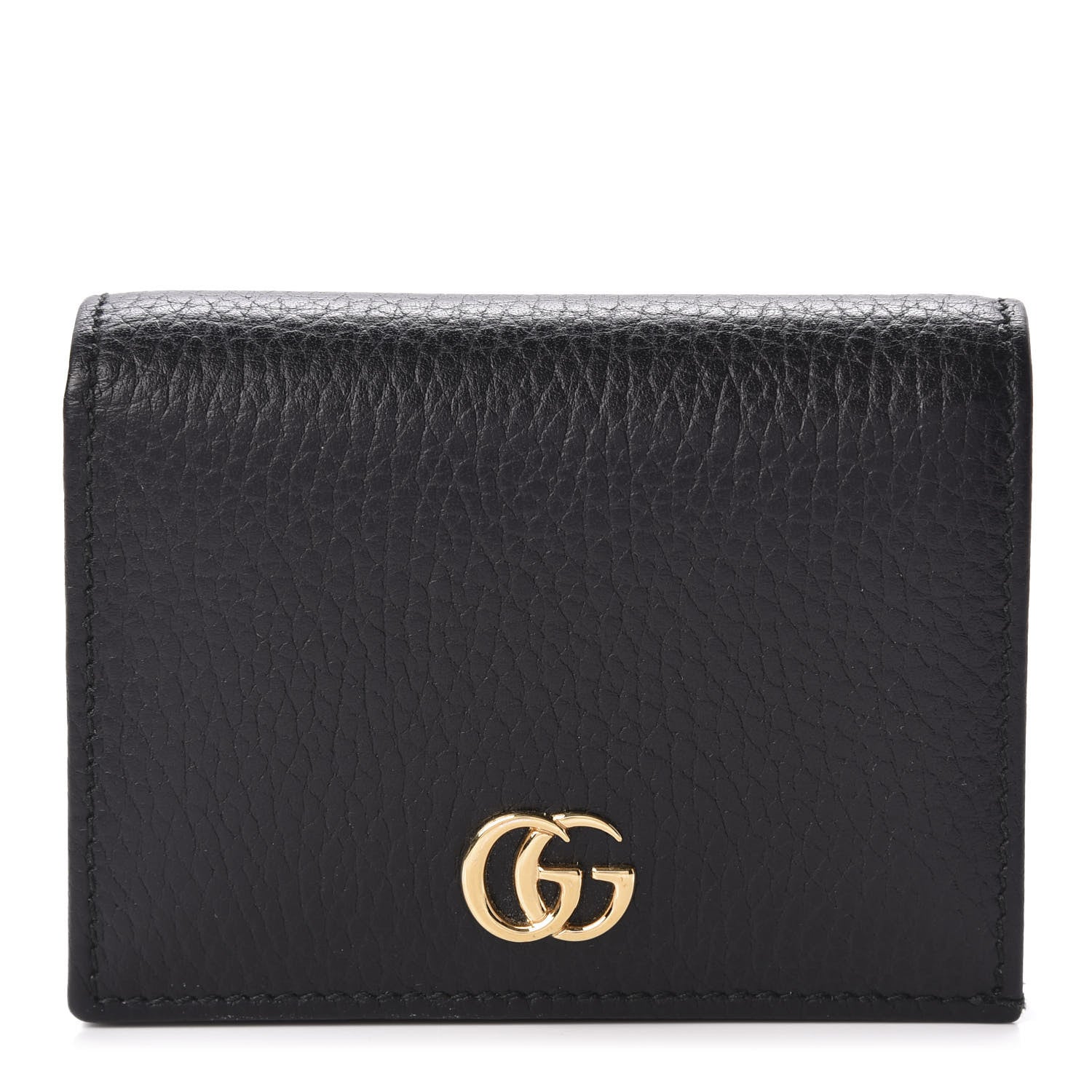 Gucci Pebbled Calfskin GG Marmont Card Case Black 1 of 10