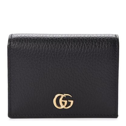 Gucci Pebbled Calfskin GG Marmont Card Case Black 1 of 10