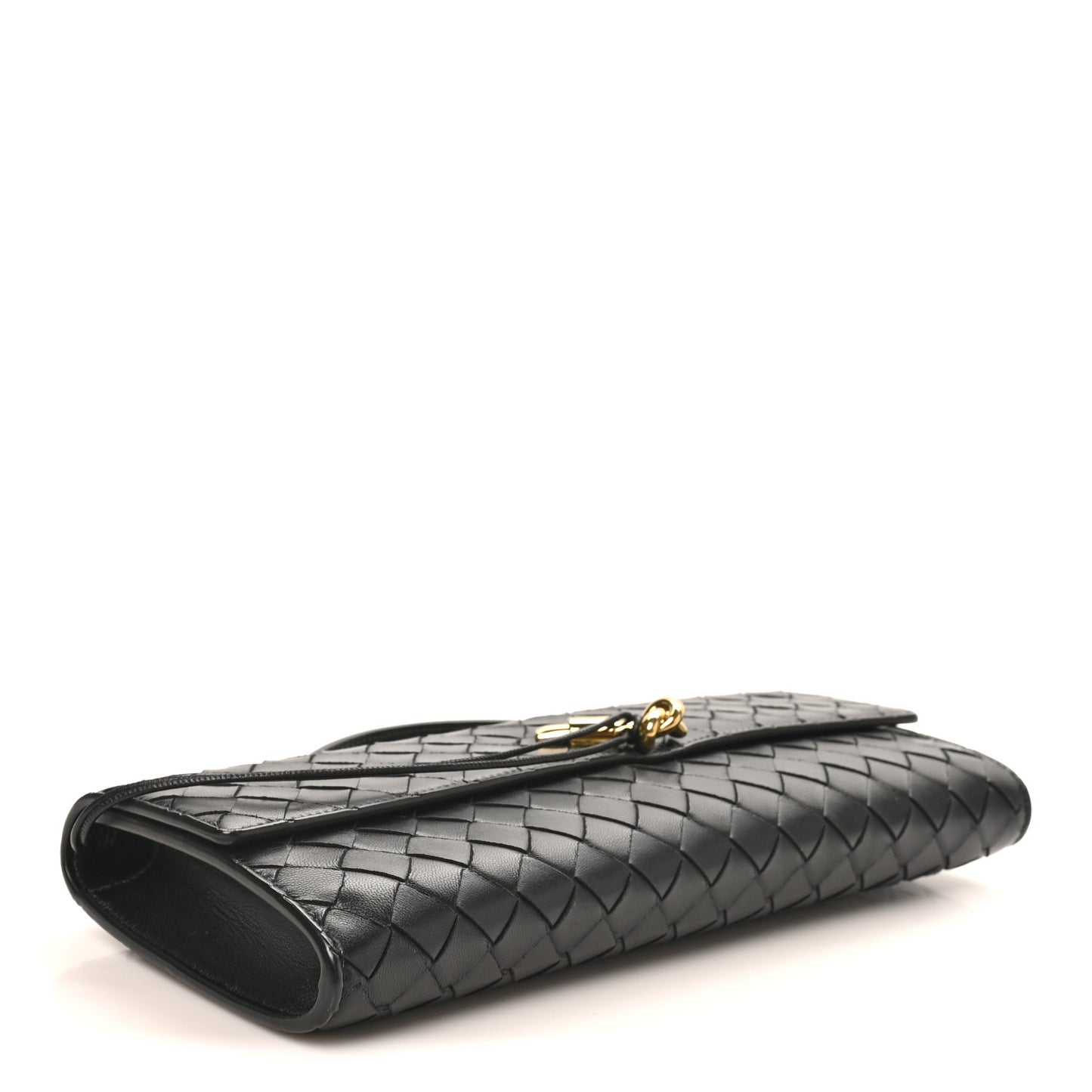 Nappa Intrecciato Long Andiamo Top Handle Clutch Black