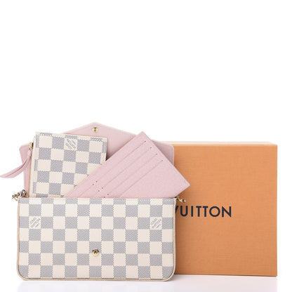 Louis Vuitton Damier Azur Pochette Felicie Chain Wallet Rose Ballerine 10 of 10