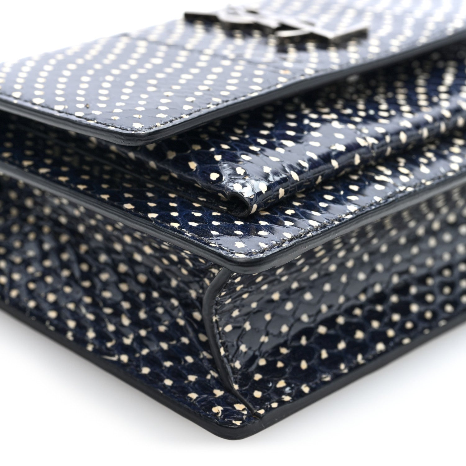 Saint Laurent Elaphe Nappa Monogram Sunset Chain Wallet Black White 7 of 8