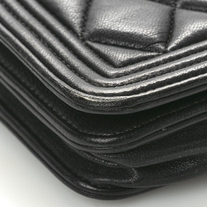 Chanel Lambskin Quilted Boy Wallet On Chain WOC Black 9 of 10