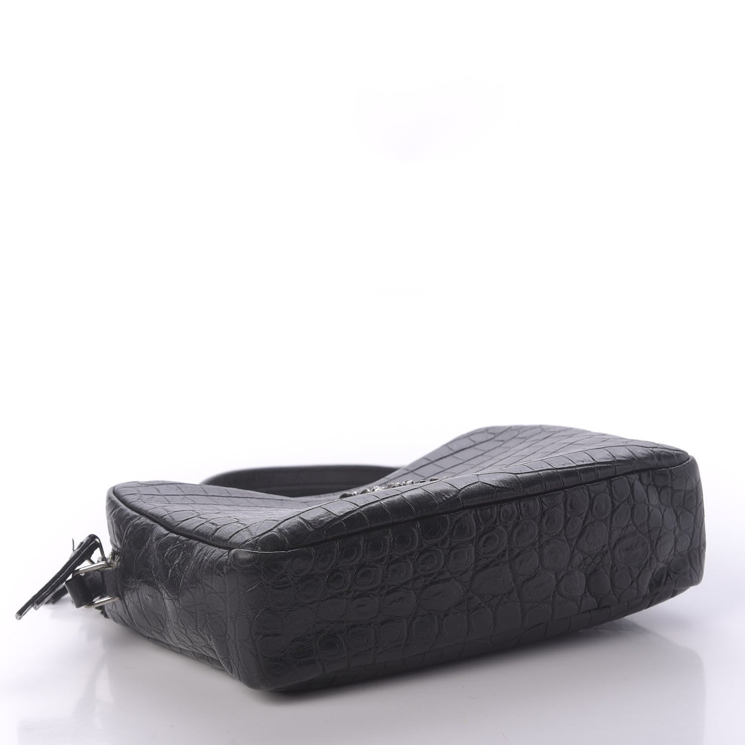 Saint Laurent Calfskin Crocodile Embossed Monogram Lou Camera Bag Black 4 of 9
