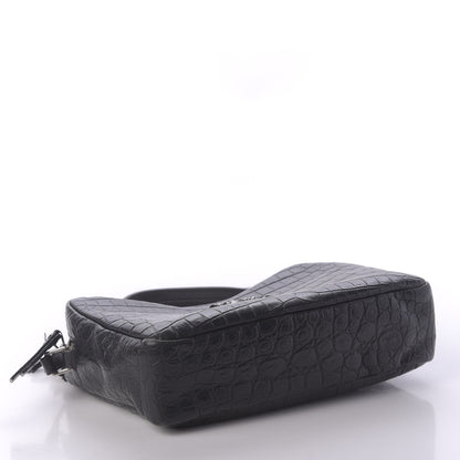Saint Laurent Calfskin Crocodile Embossed Monogram Lou Camera Bag Black 4 of 9