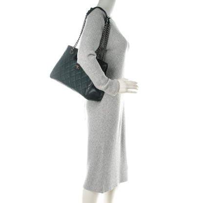 Chanel Goatskin Quilted Large Perfect Edge Shopping Tote Dark Green 2 of 7