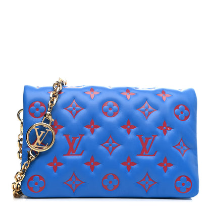 Louis Vuitton Lambskin Embossed Monogram Vuittamins Pochette Coussin Blue Red 1 of 4