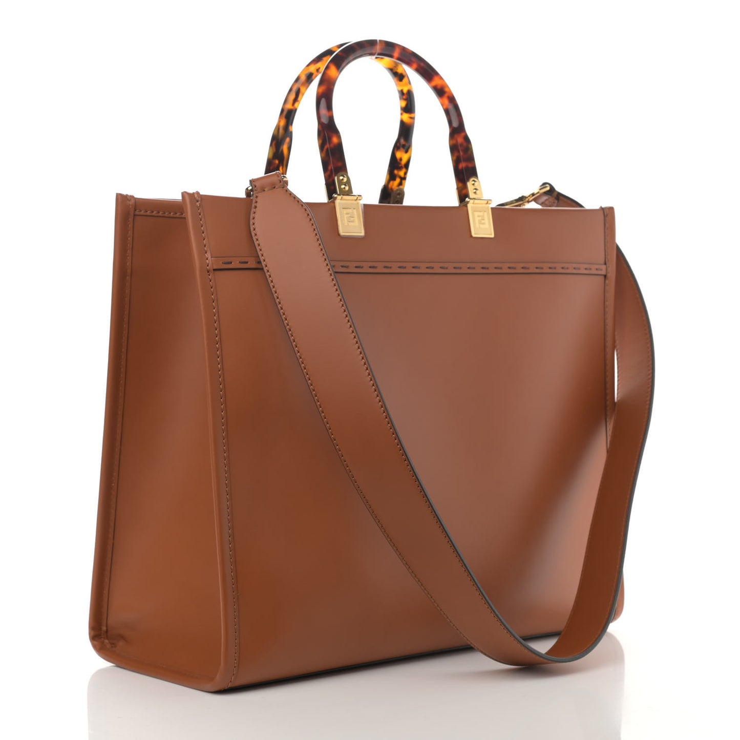 Vitello King Plexiglass Medium Fendi Sunshine Shopper Tote Cuoio