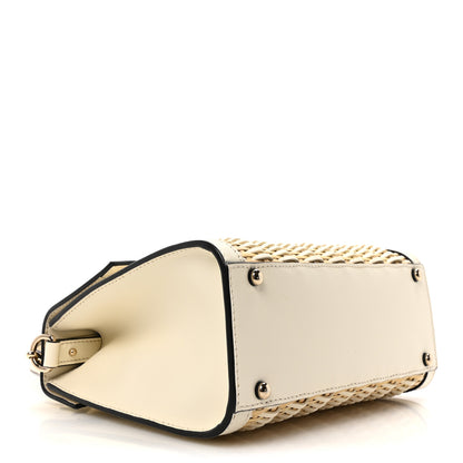 Valentino Garavani Wicker Calfskin Small VSling Top Handle Bag Natural White 4 of 9