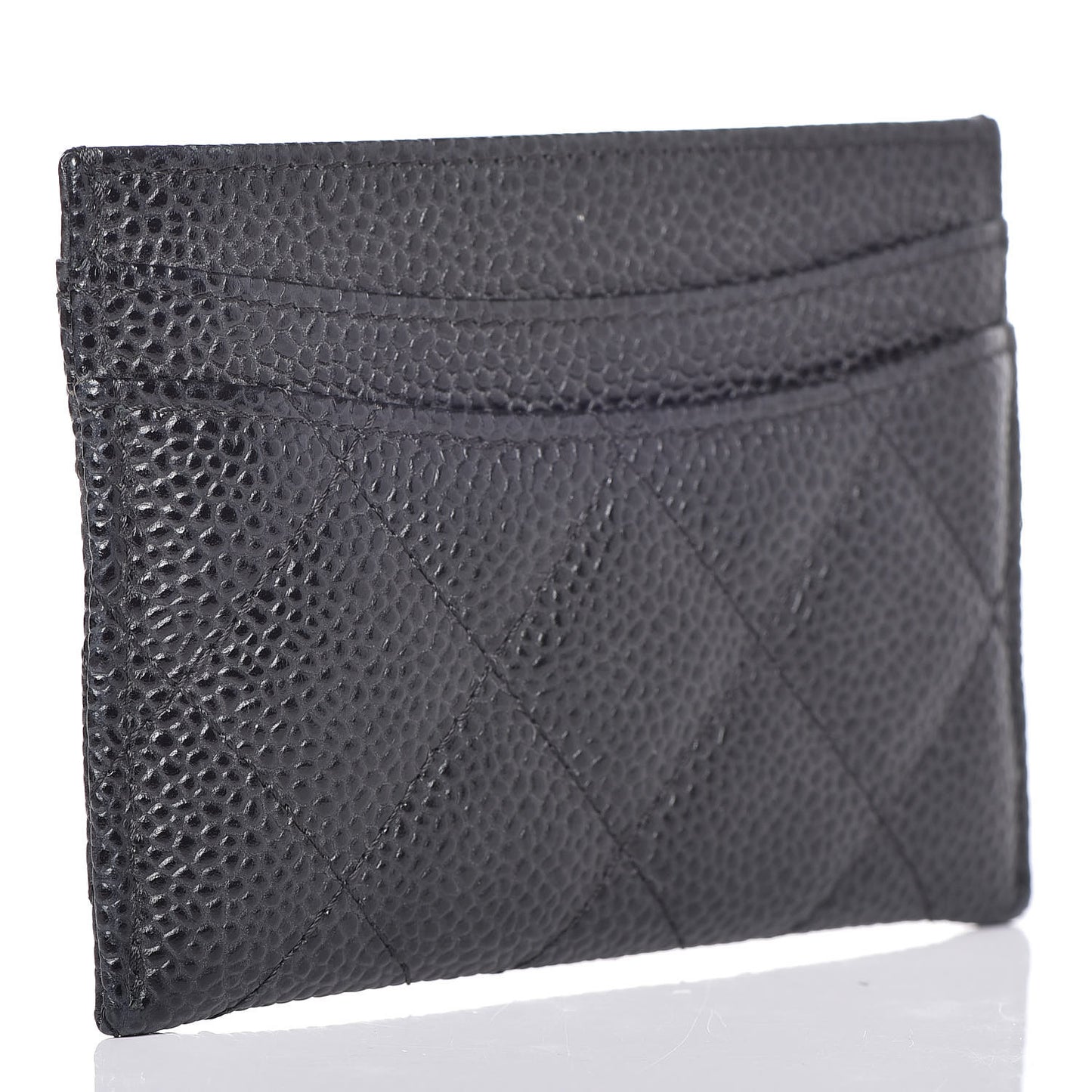 Caviar Quilted Card Holder Black