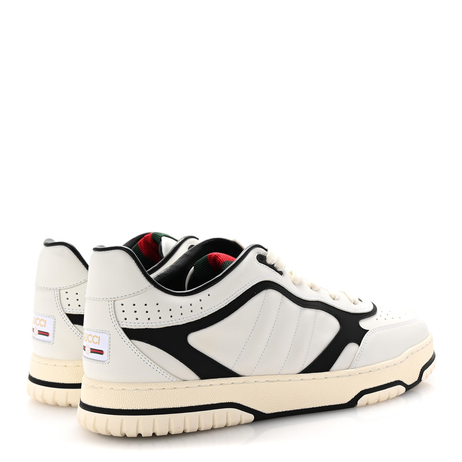 Gucci Calfskin Mens Re-Web Sneakers 10.5 Black White 11 of 20