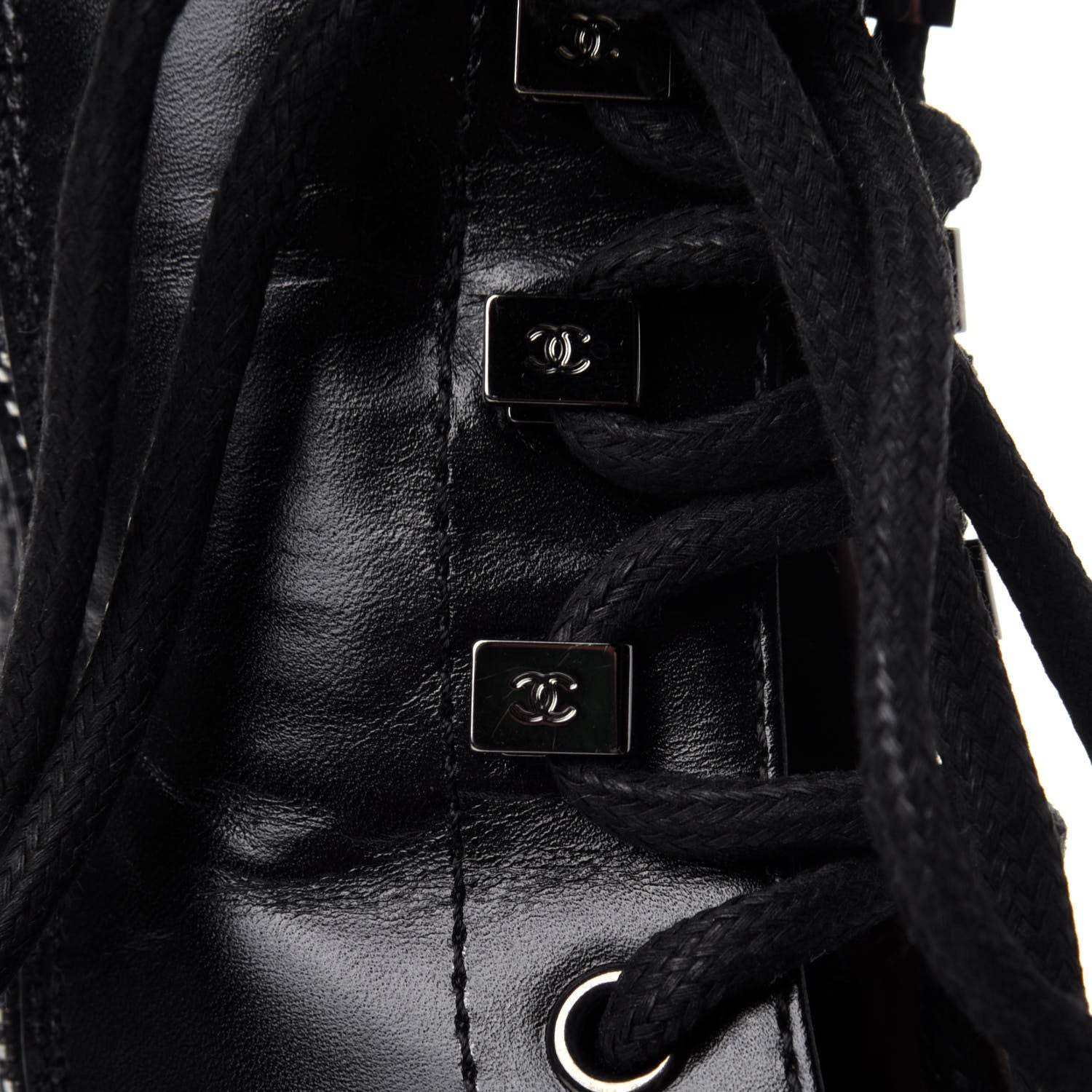Chanel Calfskin Lace Up Combat Boots 41.5 Black 11 of 11