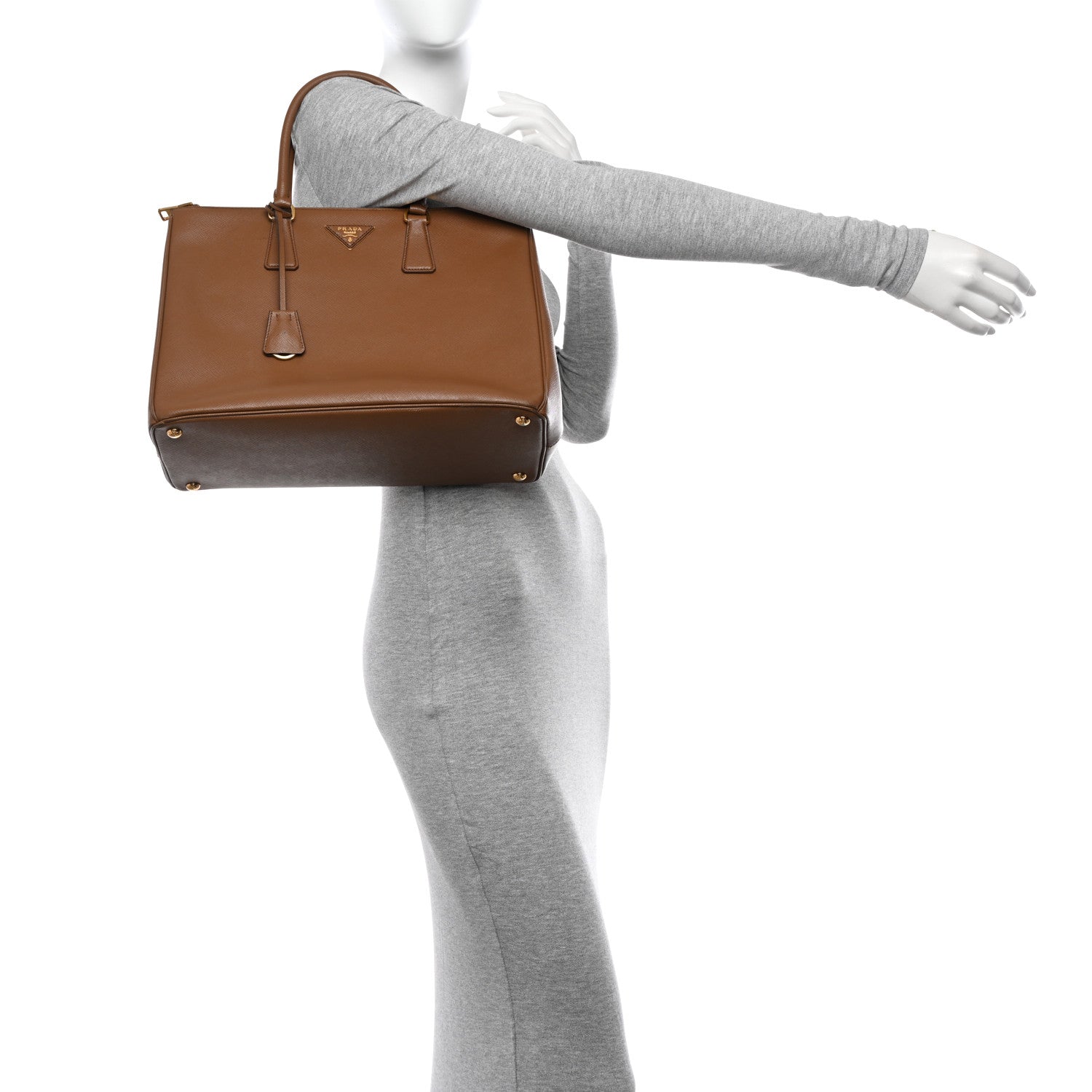 Prada Saffiano Large Galleria Double Zip Tote Cannella 2 of 18