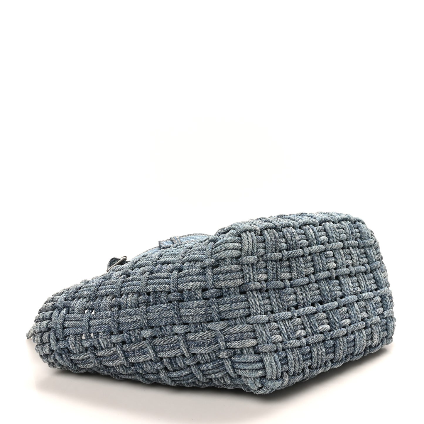Washed Frayed Denim Braided XS Bistro Basket Blue