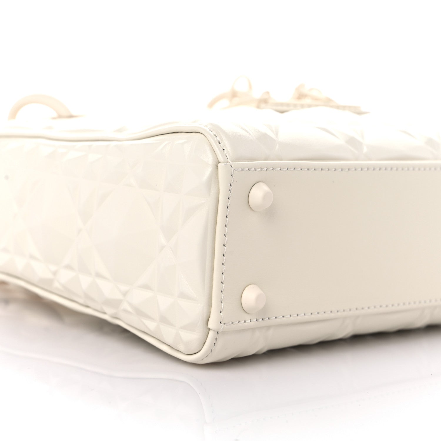 Christian Dior Calfskin Cannage Diamond Mini Lady Dior White 7 of 10