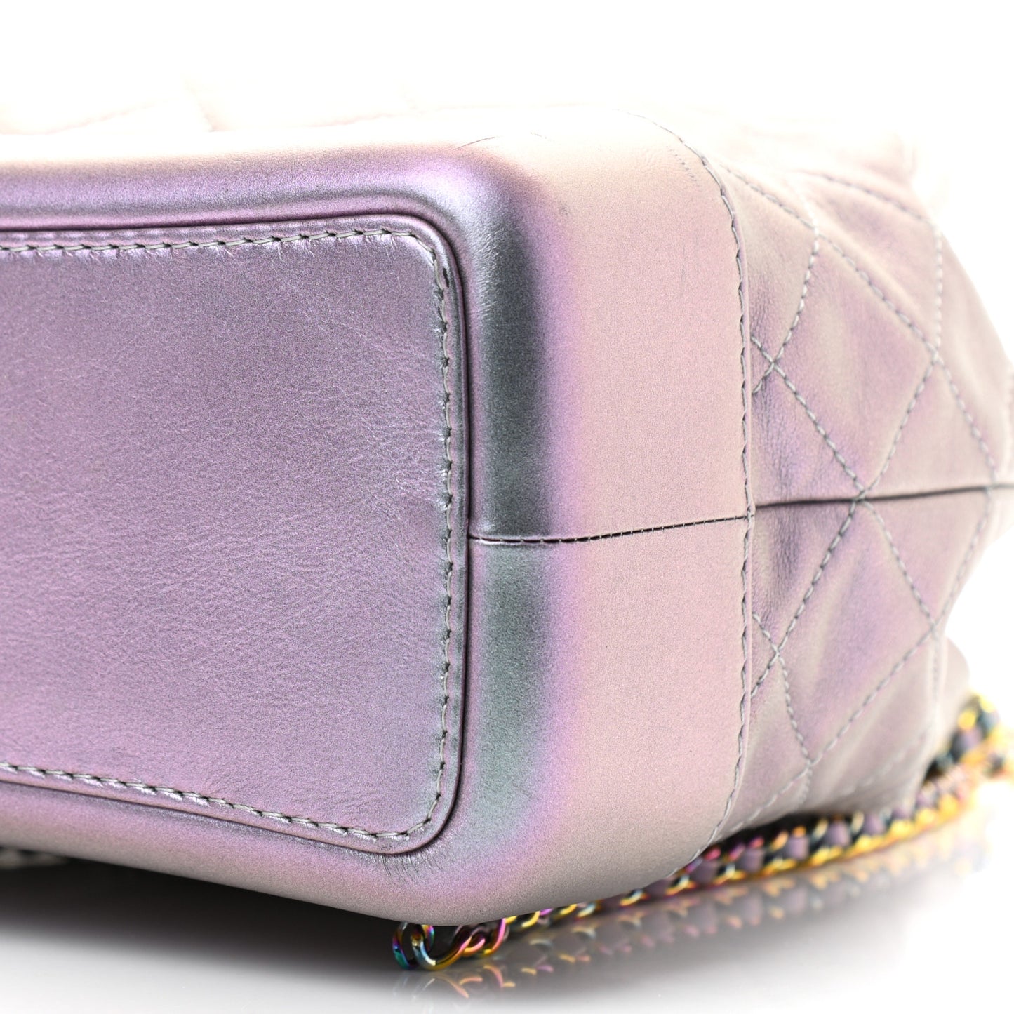 Iridescent Lambskin Calfskin Small Quilted Gabrielle Backpack Light Purple
