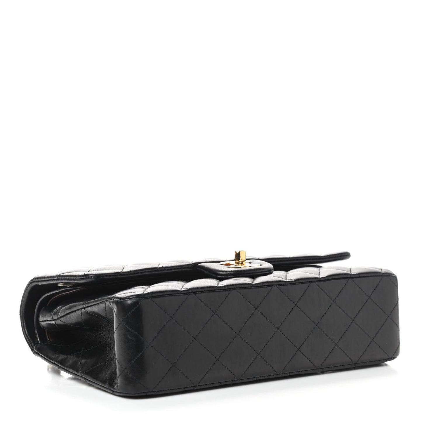 Lambskin Quilted Medium Double Flap Black