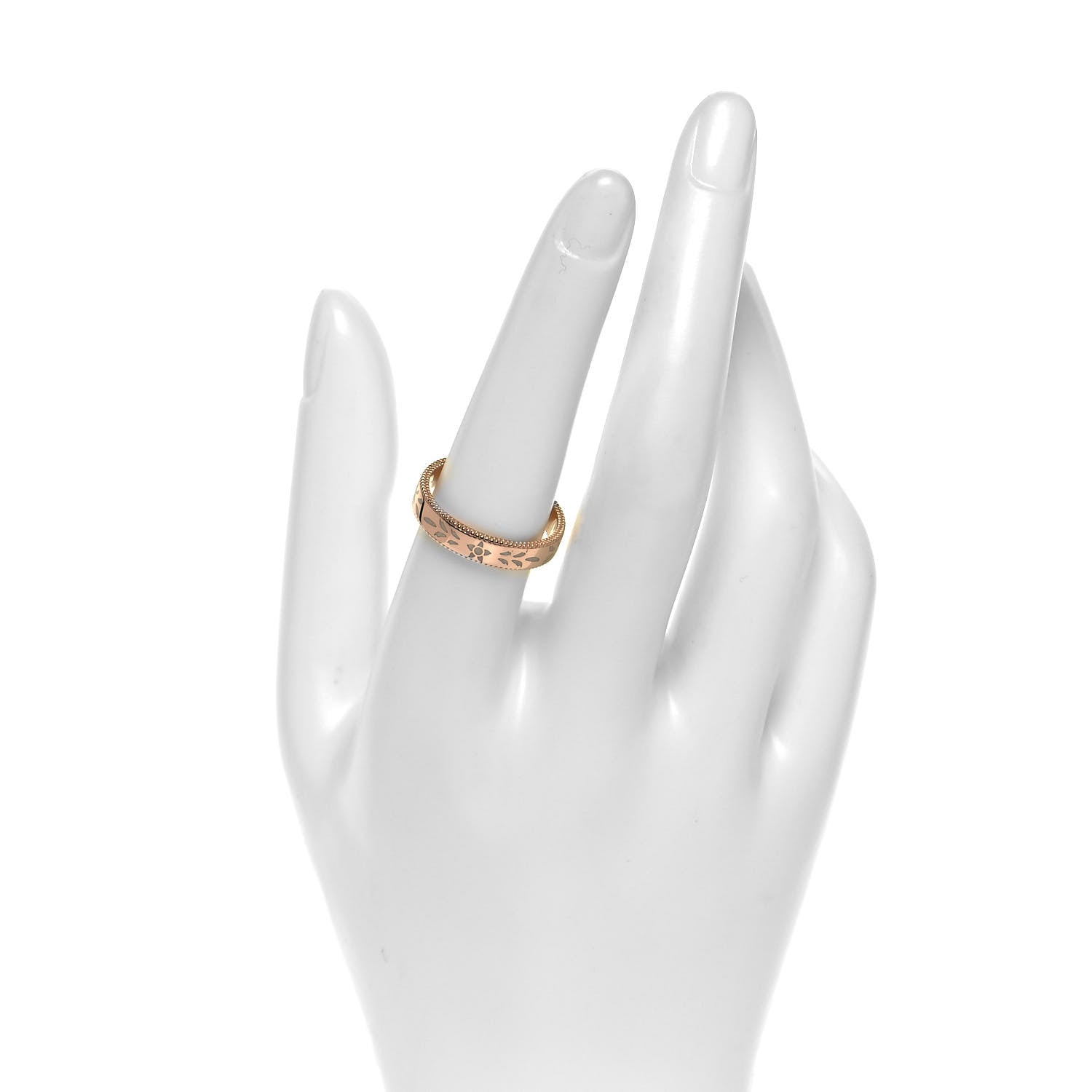 Gucci 18K Rose Gold Enamel 4mm Icon Blooms Band Ring 57 8 2 of 6