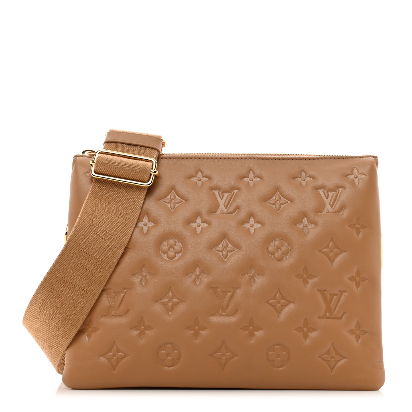 Lambskin Embossed Monogram Coussin PM Camel