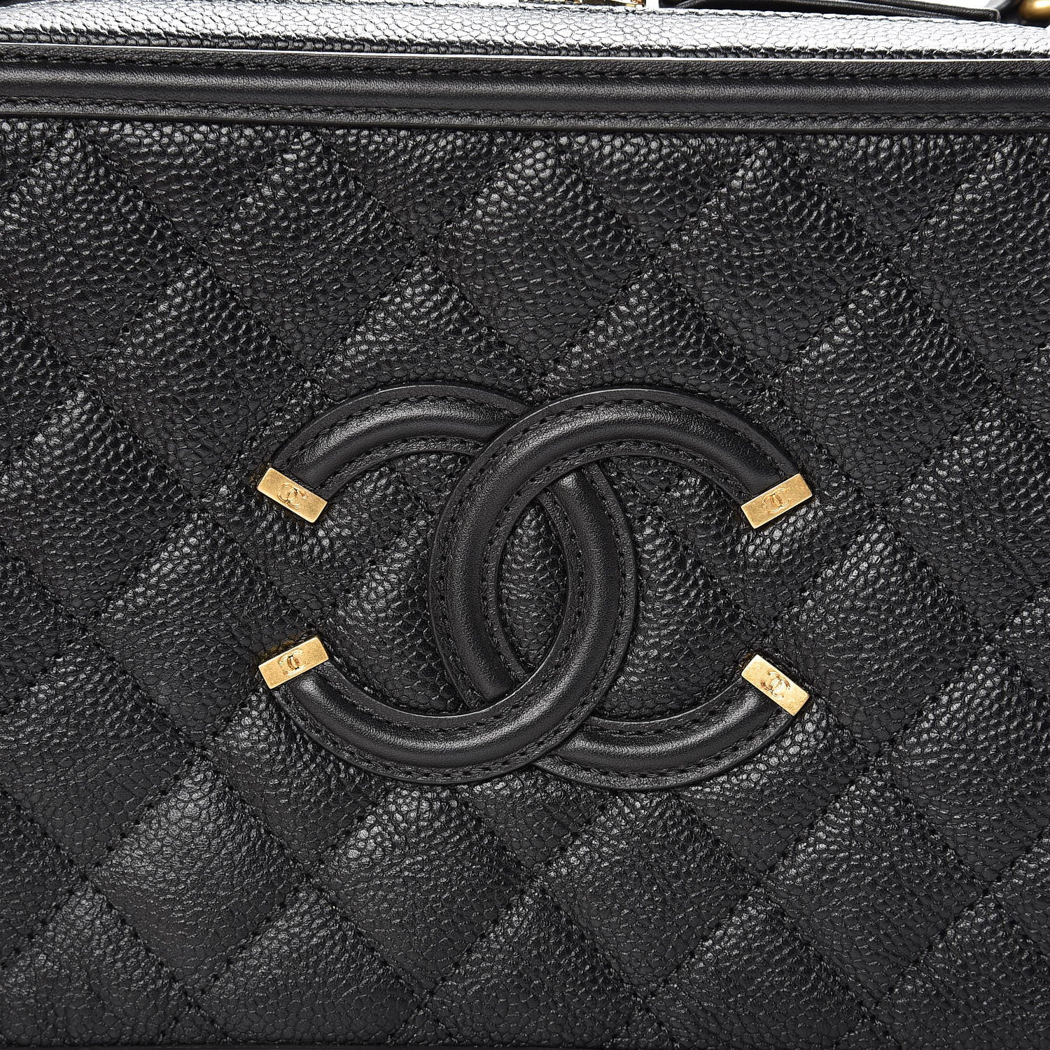 Chanel Caviar Quilted Medium CC Filigree Vanity Case Black 10 of 10