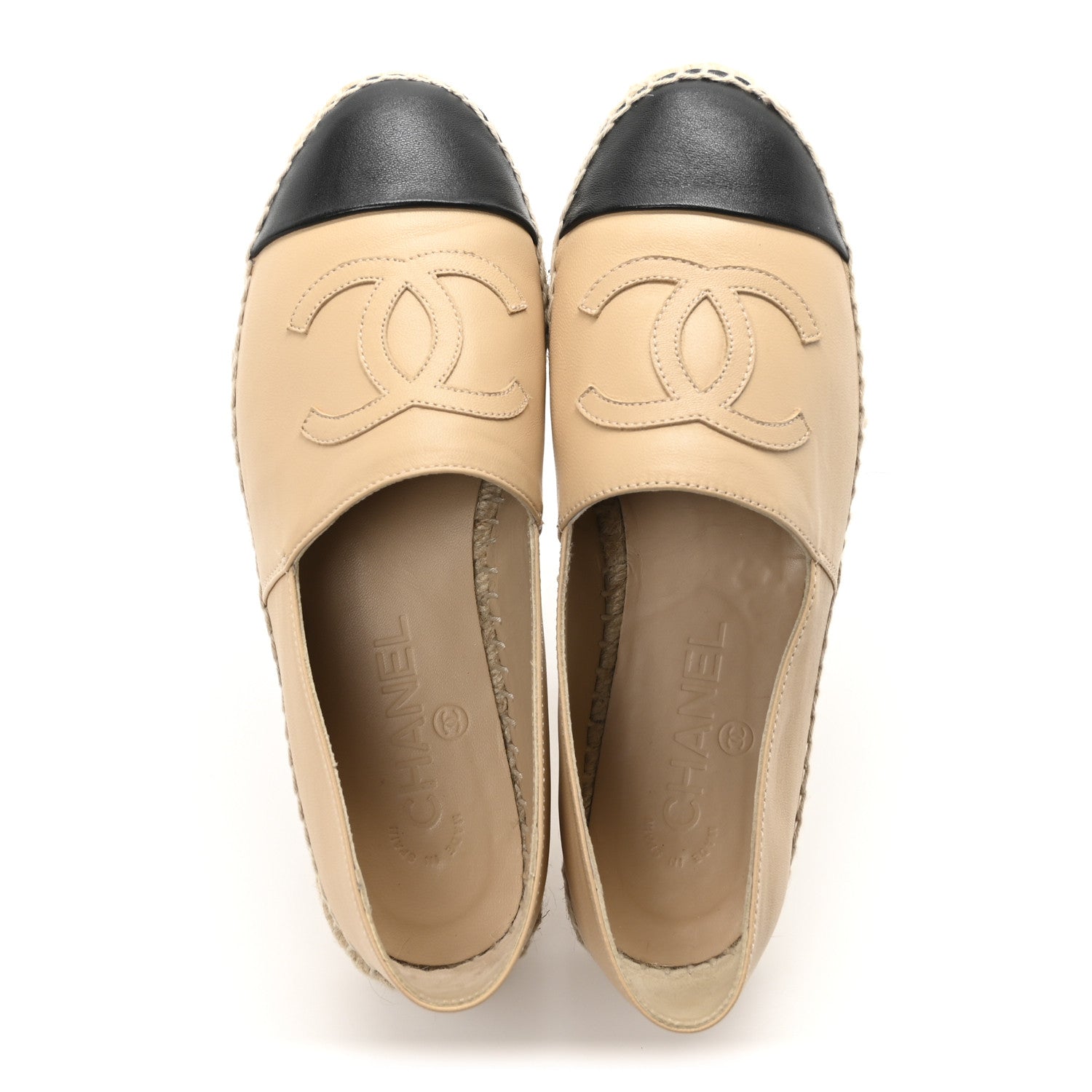 Chanel Lambskin CC Espadrilles 36 Beige Black 2 of 11