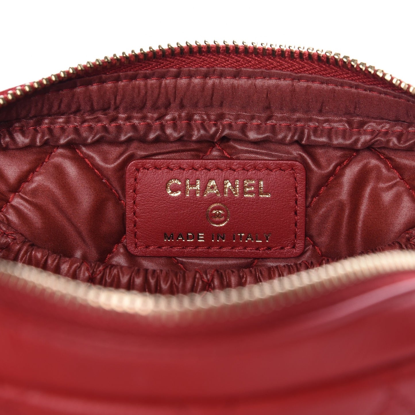 Caviar Quilted Small Curvy Pouch Cosmetic Case Dark Red