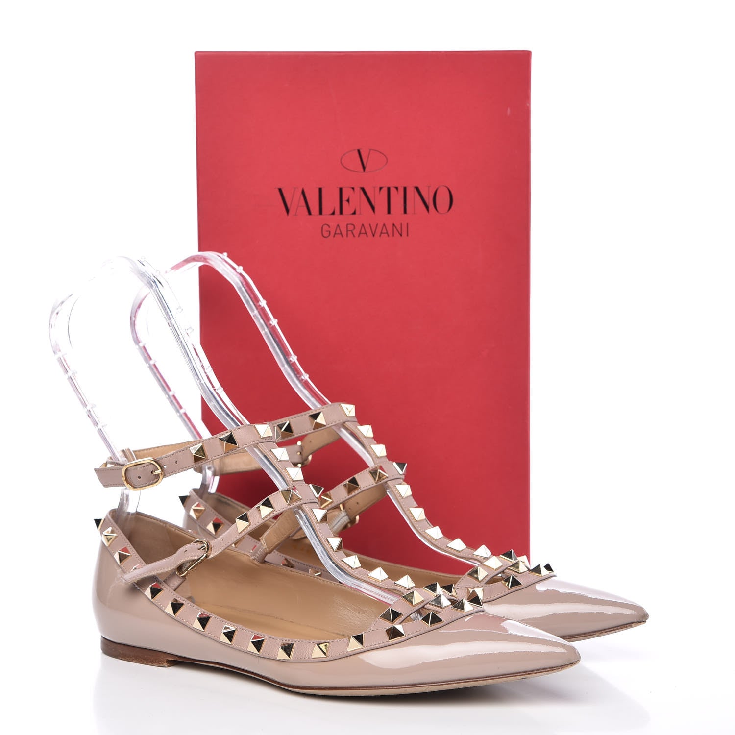 Valentino Garavani Patent Rockstud Cage Ballerina Flats 38.5 Poudre 12 of 12