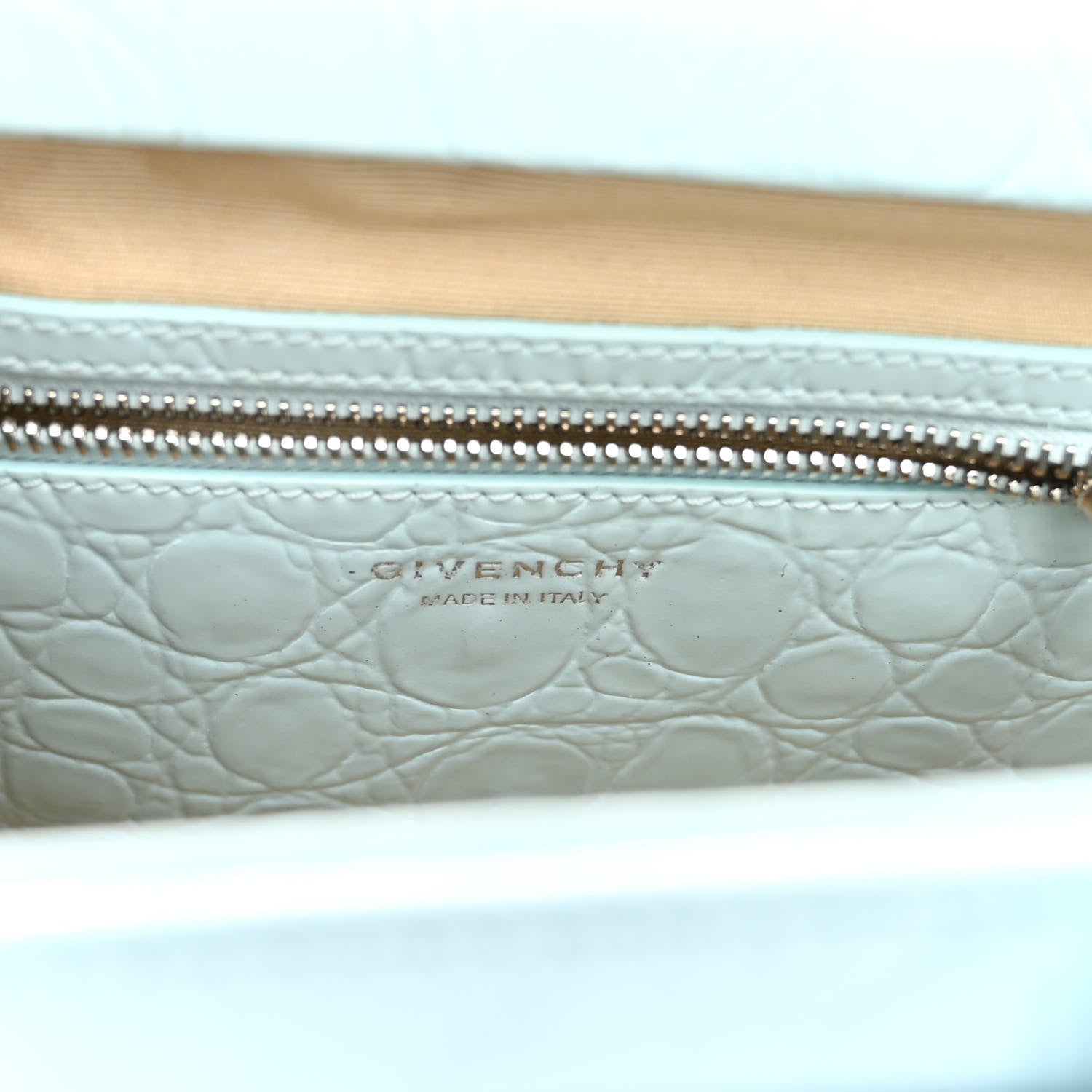 Givenchy Calfskin Crocodile Embossed Mini Antigona Lock Sky Blue 6 of 11