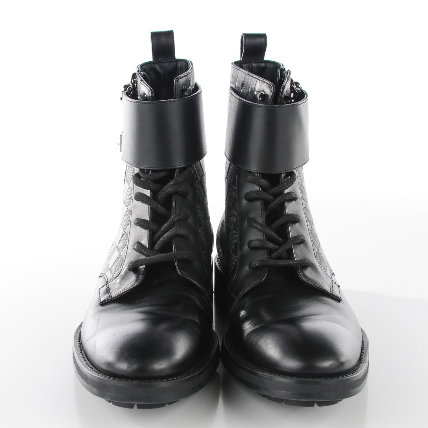 Calfskin Damier Clash Ankle Boots 7 Black