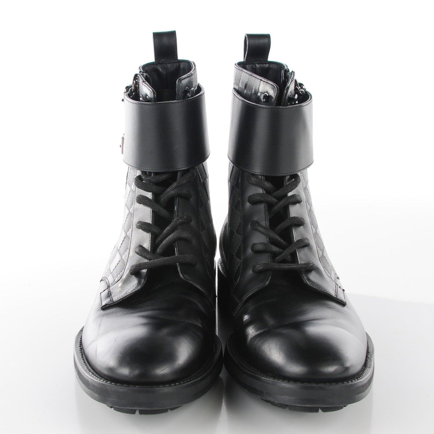 Louis Vuitton Calfskin Damier Clash Ankle Boots 7 Black 3 of 10