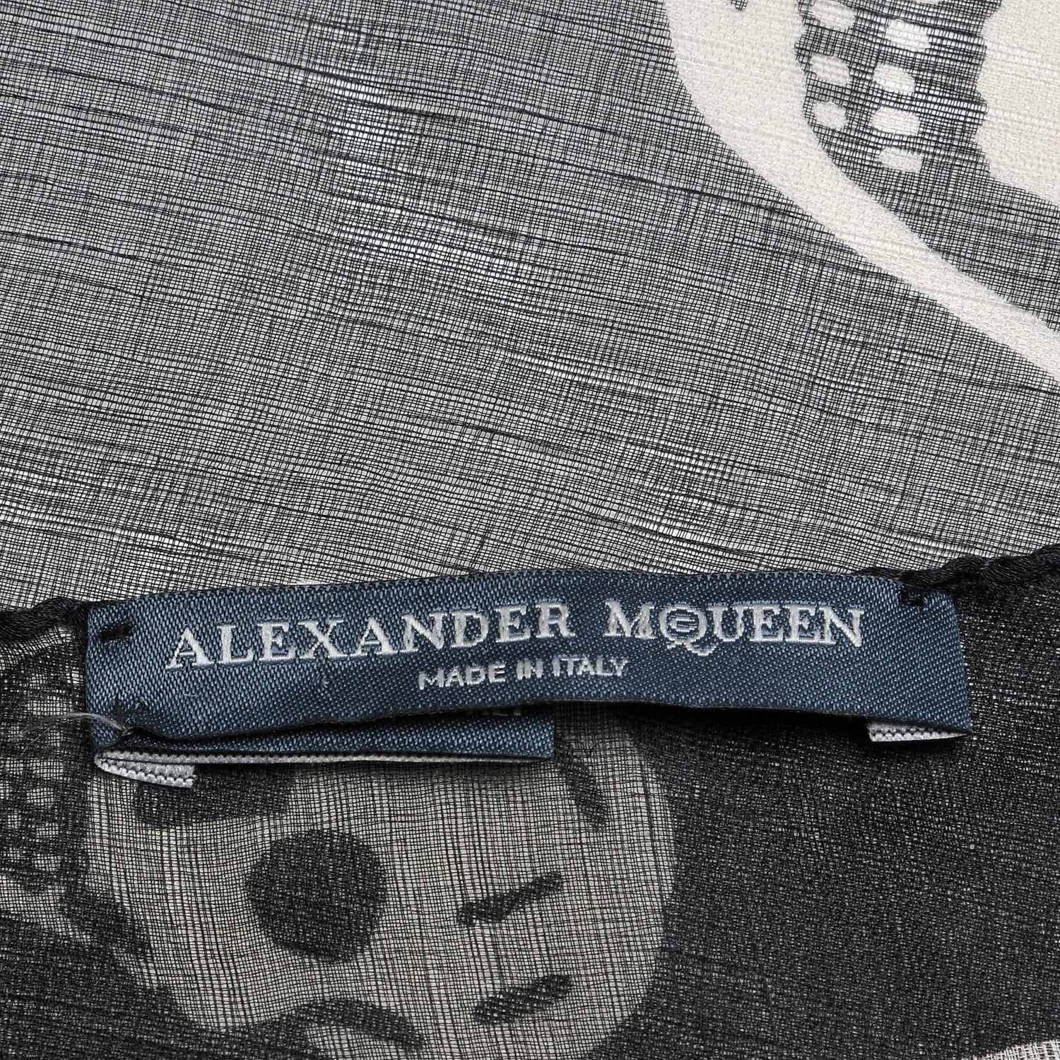 Alexander McQueen Silk Chiffon Skull Scarf Black Ivory 6 of 6