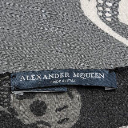 Alexander McQueen Silk Chiffon Skull Scarf Black Ivory 6 of 6