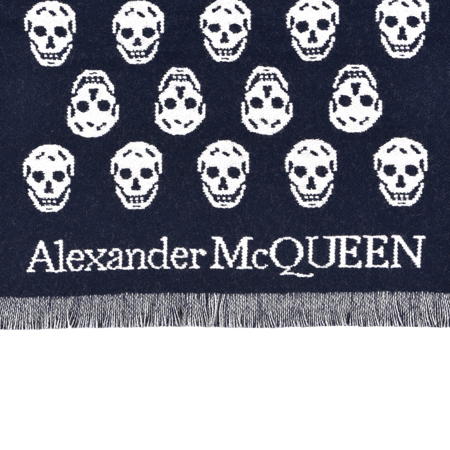 Wool Reversible Upside Down Skull Scarf Navy White