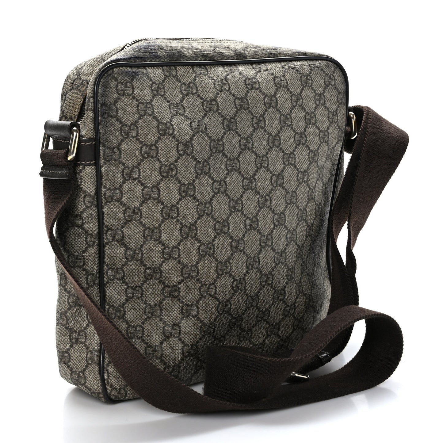 GG Plus Monogram Selleria Calfskin Medium Messenger Bag Beige Ebony Cocoa Dark Chocolate