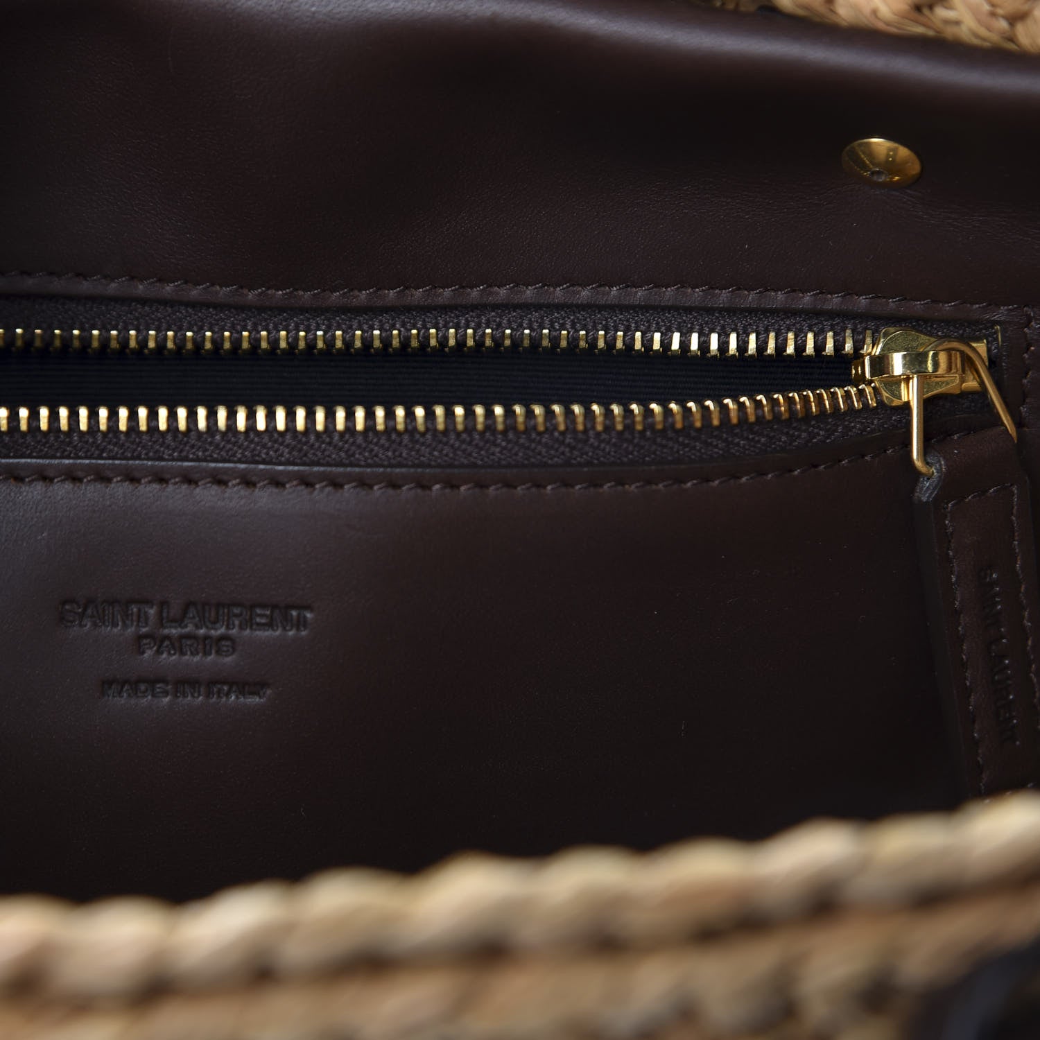 Saint Laurent Raffia Calfskin Small Panier Tote Naturale Nut 7 of 8