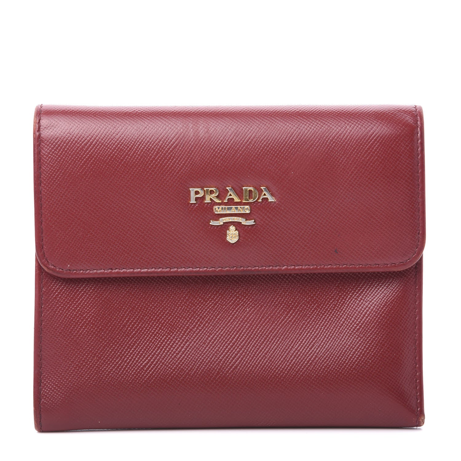 Prada Saffiano Metal Flap Wallet Fuoco 1 of 11