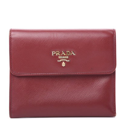 Prada Saffiano Metal Flap Wallet Fuoco 1 of 11