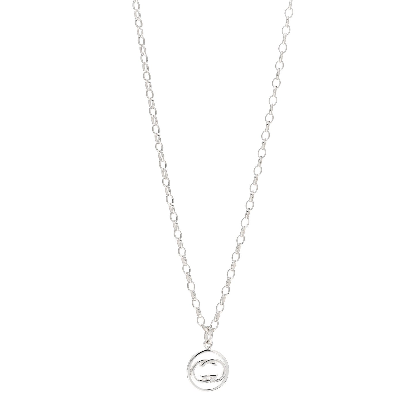 Sterling Silver Interlocking Circle GG Pendant Necklace