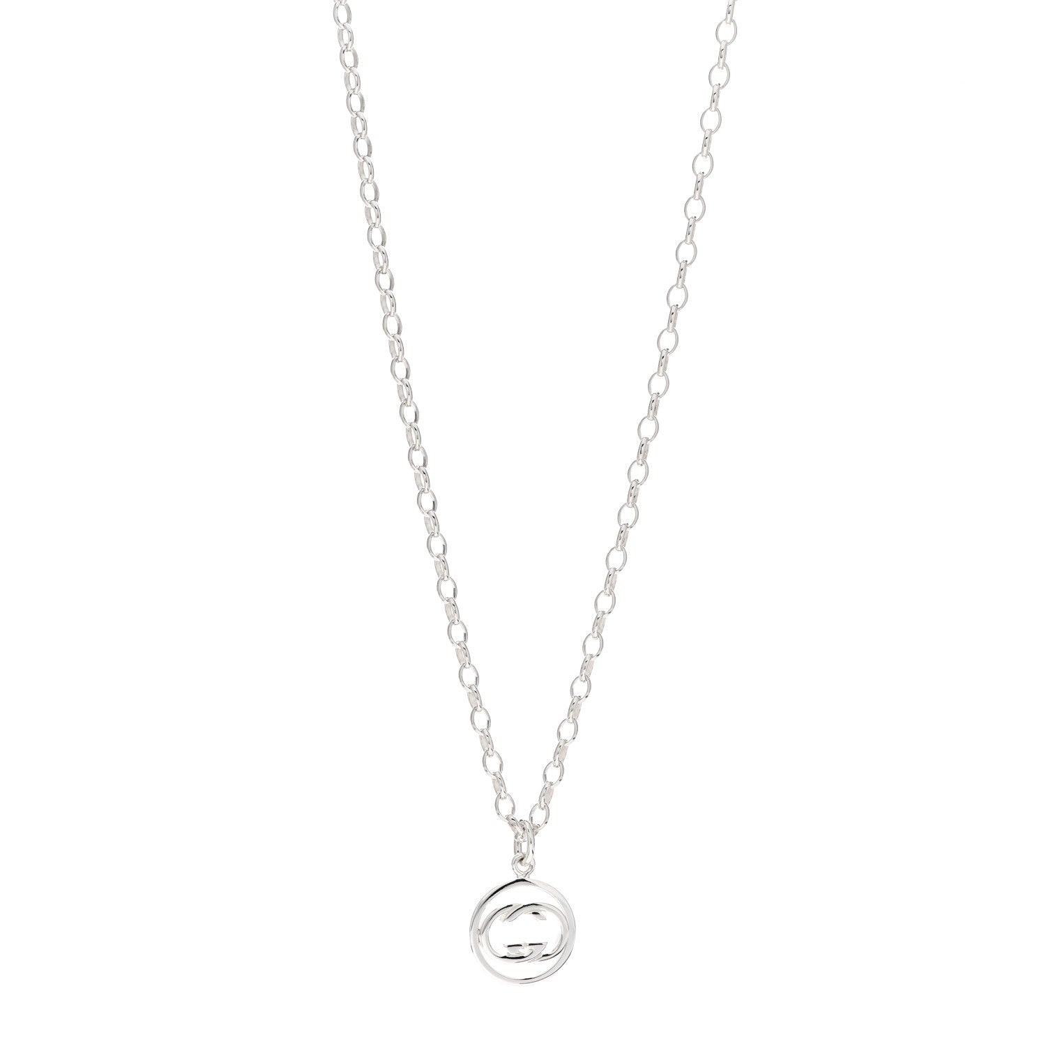 Gucci Sterling Silver Interlocking Circle GG Pendant Necklace 1 of 4