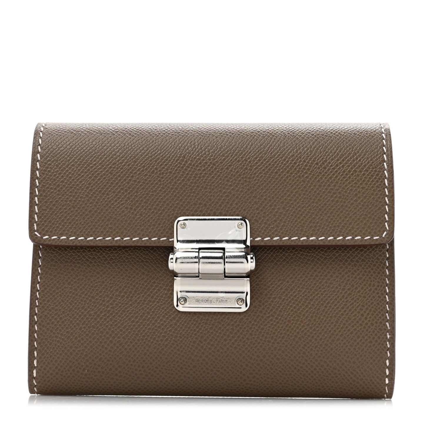 Madame Calfskin Charniere Compact Wallet Etoupe