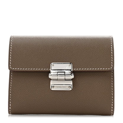 Hermes Madame Calfskin Charniere Compact Wallet Etoupe 1 of 7