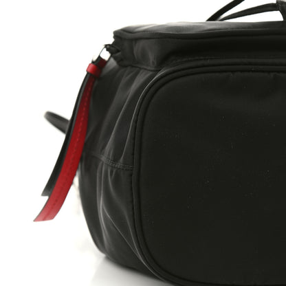 Prada Tessuto Nylon Studded New Vela Mini Bucket Crossbody Bag Black Fuoco 5 of 9