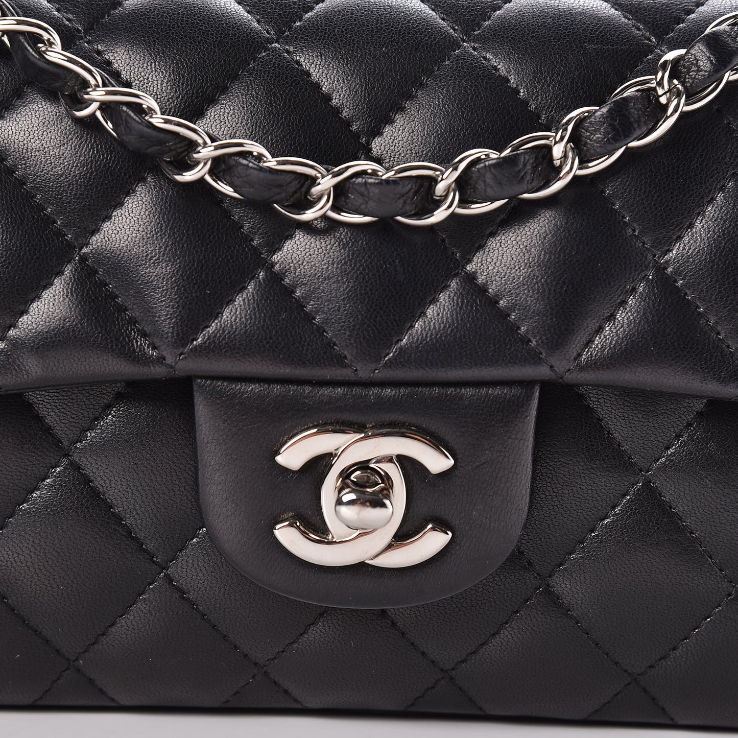 Lambskin Quilted East West Flap Black