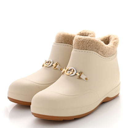Gucci Rubber Wool Womens Crossy Ankle Boots 41 Mystic White Butterscotch 3 of 8