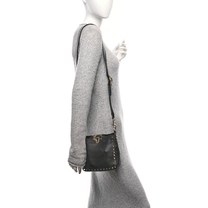 Valentino Garavani Pebbled Calfskin Mini Rockstud Flip-Lock Messenger Bag Black 2 of 12