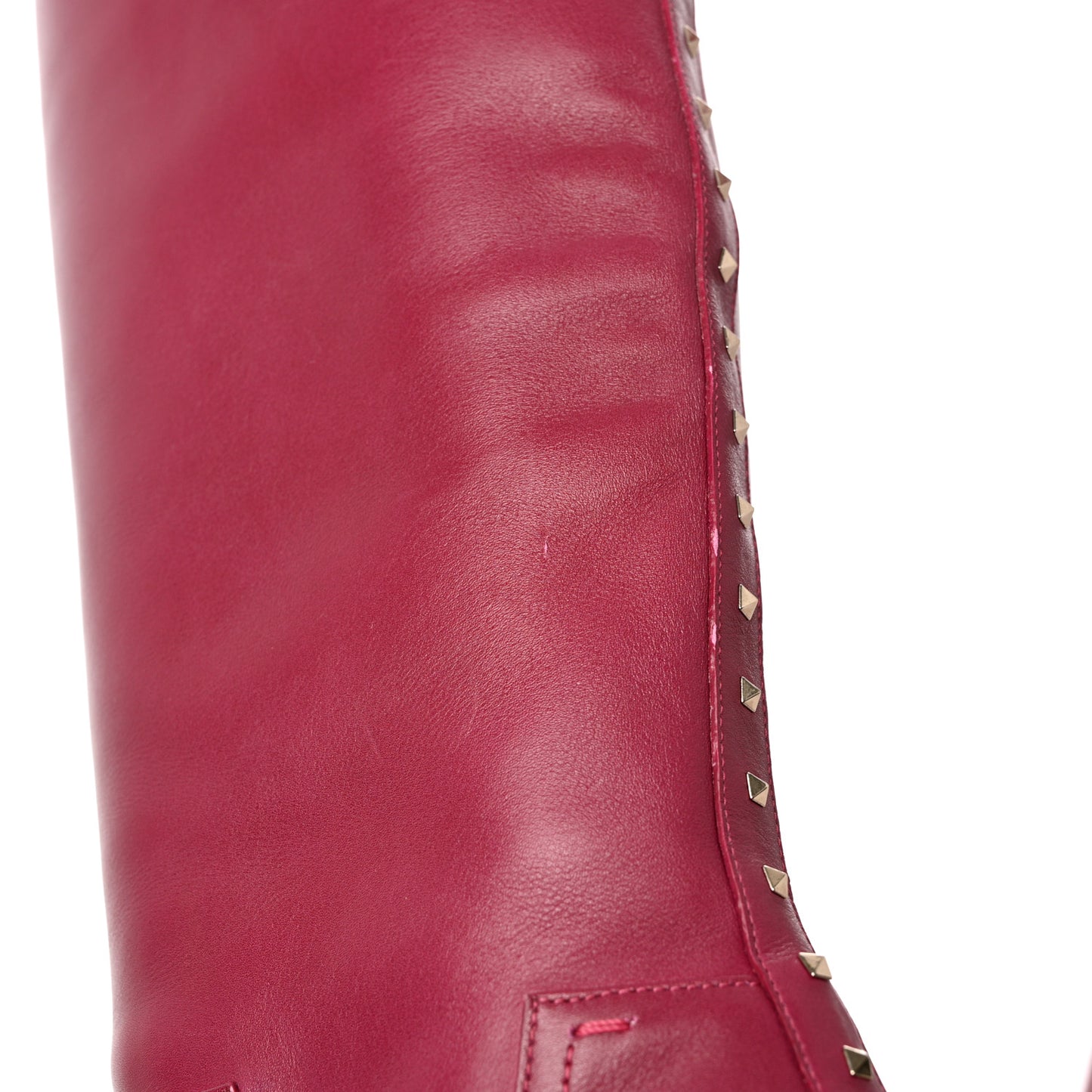 Calfskin Rockstud Tall Boots 37 Red