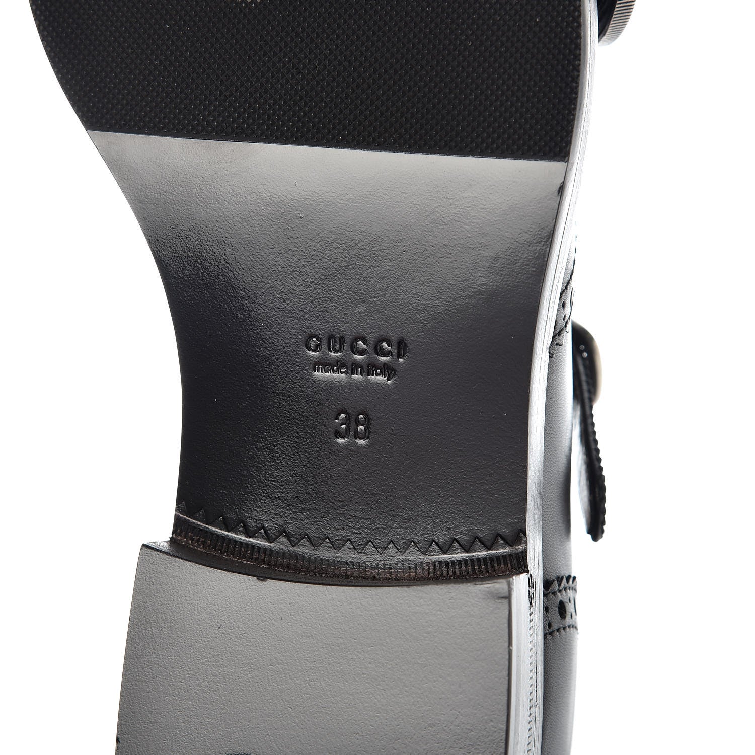 Gucci Calfskin Queercore Brogue Knee High Boots 38 Black 6 of 7