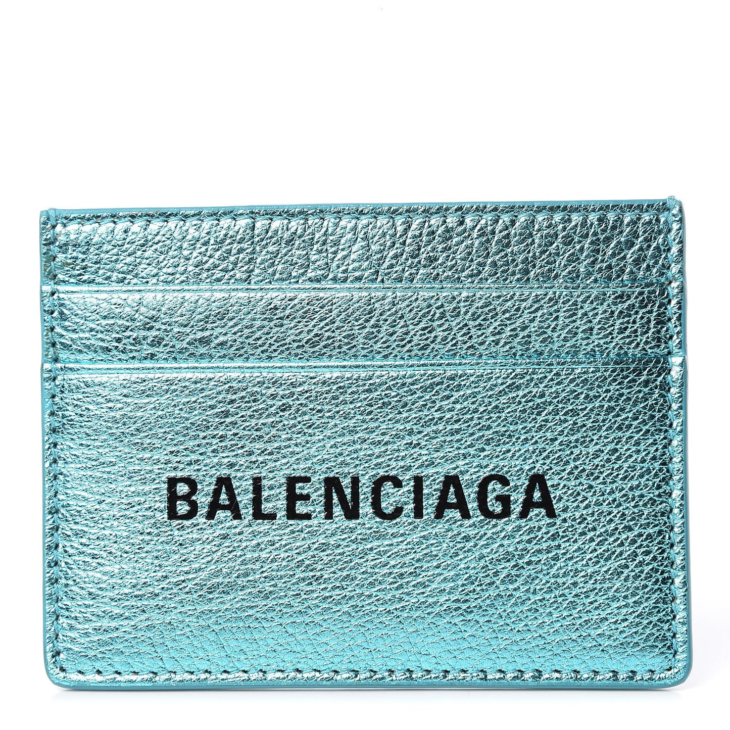 Metallic Goatskin Logo Everyday Multi Card Case Turquoise Black
